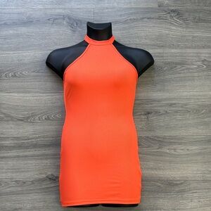 SHEIN Orange Halter Neck Mini Dress